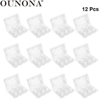 OUNONA 12PCS 6 Grid Egg Storage Box Plastic Transparent Egg Holder Case Refrigerator Egg Protection Box For Outdoor Picnic