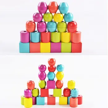 Wooden Children Puzzle Shape Cognitive Hand-eye Coordination Beaded Toy Rope Wearing Stringing Building Blocks Kids Gifts R7RB
Wooden Children Puzzle Shape Cognitive Hand-eye Coordination Beaded Toy Rope Wearing Stringing Building Blocks Kids Gifts R7RB