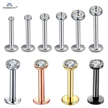 Solo 1pc 16G 1,5 ~ 4mm anillo de Nariz de Gema plata Color oro Helix Piercing Oreja Tragus Piercing piercings de oreja pendientes de labio Labret(China)