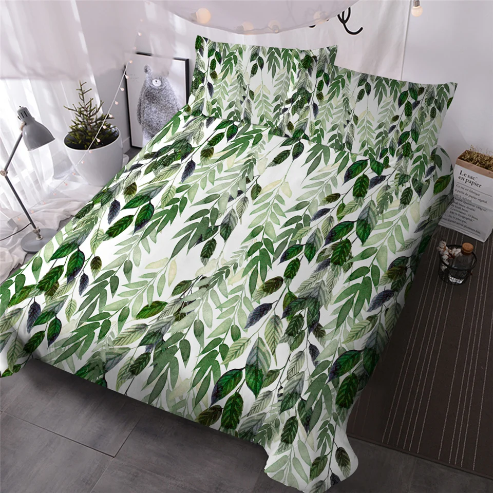 HM Life Bedding Set Plant Leaves Printed Transparent Leaf Texture Duvet Cover Nature Home Textiles 3pcs Green Blue Bedclothes
HM Life Bedding Set Plant Leaves Printed Transparent Leaf Texture Duvet Cover Nature Home Textiles 3pcs Green Blue Bedclothes