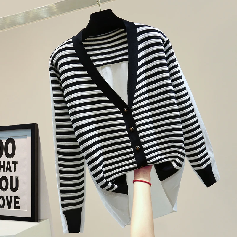 Sweaters for Women Striped Stitching Sweater 2020 Autumn Loose Temperament Contrasting Color Long Sleeve Cardigan Coat Knitwear
Sweaters for Women Striped Stitching Sweater 2020 Autumn Loose Temperament Contrasting Color Long Sleeve Cardigan Coat Knitwear