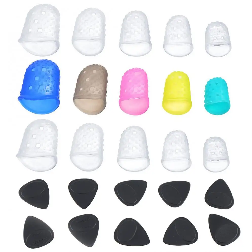 25pcs / lot Guitar Pick 0.46-1.0mm Silicone Fingertip Cover Pressed String Finger Protected Plectrum Guitar Accessories Kit
25pcs / lot Guitar Pick 0.46-1.0mm Silicone Fingertip Cover Pressed String Finger Protected Plectrum Guitar Accessories Kit