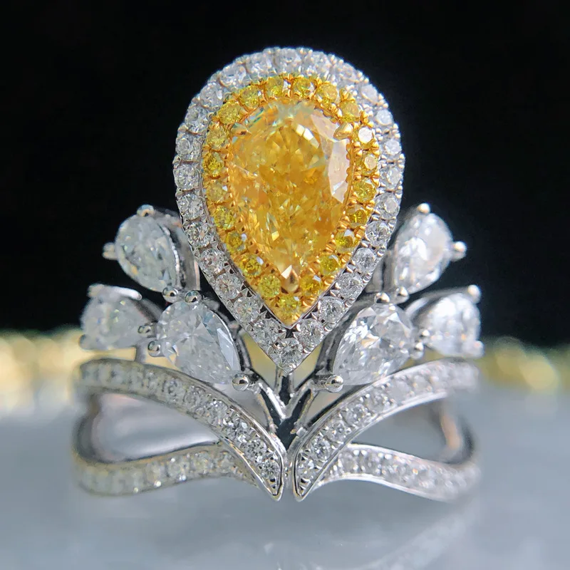 Fashion Luxury Crown Drop Shaped Yellow Zircon Ring with Adjustable Ring Opening Bridal Engagement Party Promise Ring Jewelry
Fashion Luxury Crown Drop Shaped Yellow Zircon Ring with Adjustable Ring Opening Bridal Engagement Party Promise Ring Jewelry