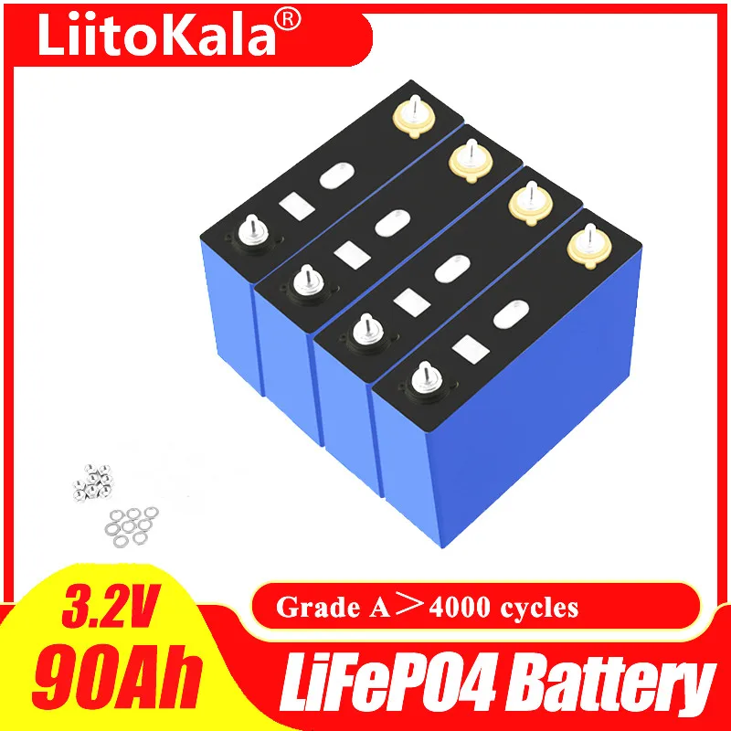 Аккумулятор Liitokala 3 2 в 90 А · ч LiFePO4 литий-фосфатный большой емкости 12 В 24 48 90000 мА для