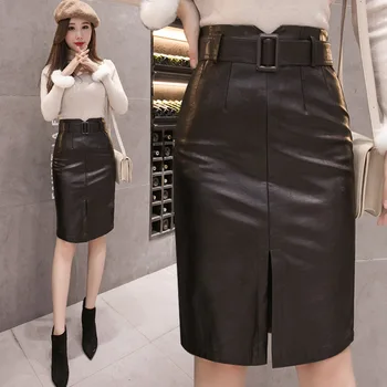 Fall / Winter 2020 Ol Elegant Pencil Midi Skirt Fashion Mid-length High Waist Black PU Leather Skirt Belt Women's Split A-Line S
Fall / Winter 2020 Ol Elegant Pencil Midi Skirt Fashion Mid-length High Waist Black PU Leather Skirt Belt Women's Split A-Line S