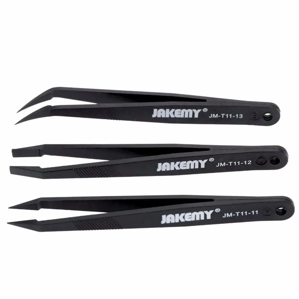 3in1 Anti-static Tweezers Kit Heat Resistant Flat Pointed Curved Tweezers Set for iPhone Samsung Laptop PCB Repair Tool
3in1 Anti-static Tweezers Kit Heat Resistant Flat Pointed Curved Tweezers Set for iPhone Samsung Laptop PCB Repair Tool