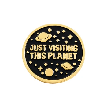 

UFO Universe Lapel Pin Enamel Brooches Visiting the Planet Pin for Clothes Backpack Badges Jewelry Gift For Friends Kids