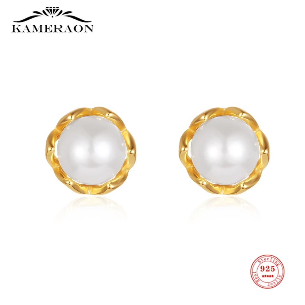 925 Sterling Silver Stud Earrings White Shell Simulated-pearl Gold Earrings for Women Party Gift Simple Stylish Ear Jewelry
925 Sterling Silver Stud Earrings White Shell Simulated-pearl Gold Earrings for Women Party Gift Simple Stylish Ear Jewelry