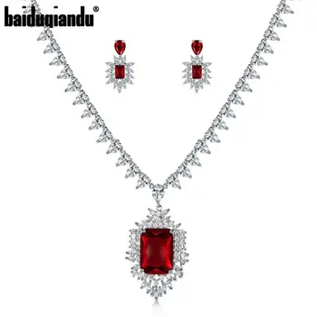 baiduqiandu Cushion Cut Cubic Zirconia CZ Zircon Crystal Vintage Style Necklace and Earring Jewelry Set
baiduqiandu Cushion Cut Cubic Zirconia CZ Zircon Crystal Vintage Style Necklace and Earring Jewelry Set