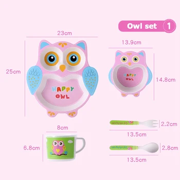 5PCs/set Creative Cartoon Bamboo Fiber Children Tableware Set with Plate Bowl Fork Cup Spoon Kids Baby Dinnerware Dishes Feeding
5PCs/set Creative Cartoon Bamboo Fiber Children Tableware Set with Plate Bowl Fork Cup Spoon Kids Baby Dinnerware Dishes Feeding