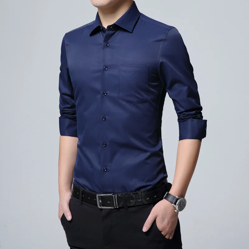 Men Solid Color Business Shirt Fashion Long Sleeve Business Formal Regular Fit Office Camisa Social Masculina
Men Solid Color Business Shirt Fashion Long Sleeve Business Formal Regular Fit Office Camisa Social Masculina