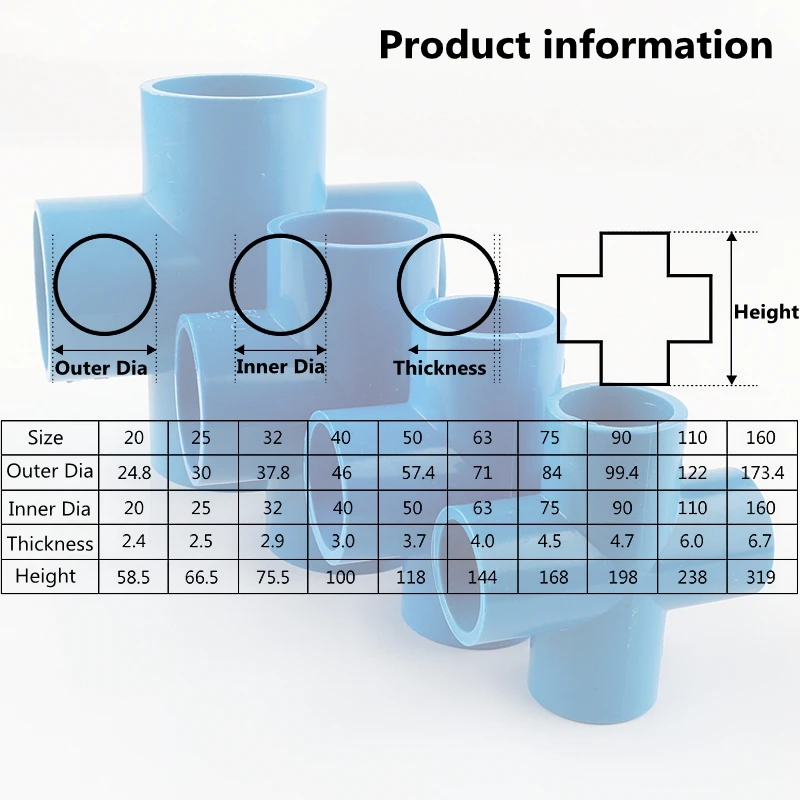 Generic 210Pcs PVC 4 Ways Cross Irrigation Tube Hydroponic Frame