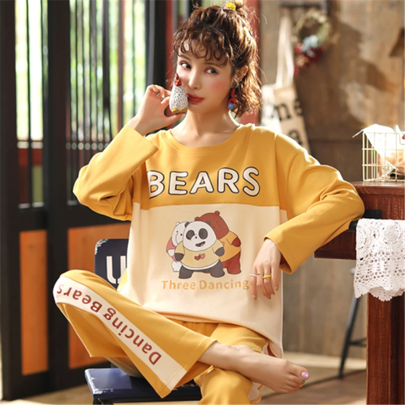 Women Autumn Pajamas Cute Cartoon Panda Pig Print Long Sleeve Two Piece Set Casual Loose Pajama Set Top And Pant Nightwear
Women Autumn Pajamas Cute Cartoon Panda Pig Print Long Sleeve Two Piece Set Casual Loose Pajama Set Top And Pant Nightwear