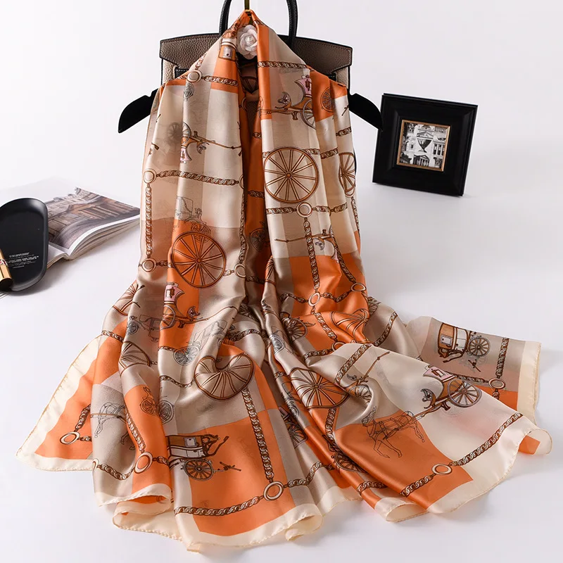 

2020 New Silk Scarf Women Fashion Dot Print Shawls and Wraps Lady Travel Pashmina High Quality Striped Scarves Winter Neck Wram