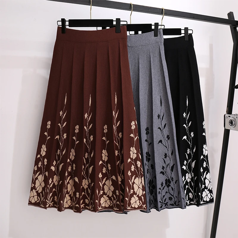 Black Grey Red Floral Knitted Long Pleated Female Women'S Skirts Clothes 2022 Spring Winter Autumn Vintage High-Waisted D0430
Black Grey Red Floral Knitted Long Pleated Female Women'S Skirts Clothes 2022 Spring Winter Autumn Vintage High-Waisted D0430
