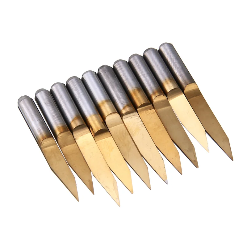 Фото 10pcs 3.175mm Tungsten Steel V Shape Titanium Coated Milling Cutter Carbide PCB Engraving CNC Bit Router Tool Tip End Mill | Инструменты
