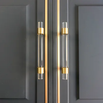 Acrylic brass strip handle modern minimalist cabinet golden transparent drawer wardrobe furniture light luxury door handle 
Acrylic brass strip handle modern minimalist cabinet golden transparent drawer wardrobe furniture light luxury door handle
