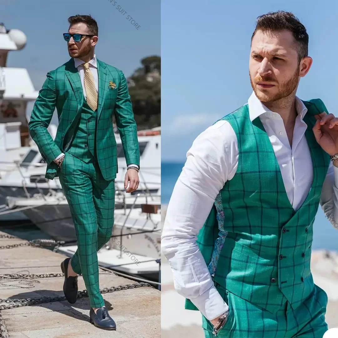 Green Plaid Groom Mens Tuxedos Slim Fit Peaked Lapel Business Wedding Blazer Suits Formal Prom Party Wear(Jacket+Vest+Pants)
Green Plaid Groom Mens Tuxedos Slim Fit Peaked Lapel Business Wedding Blazer Suits Formal Prom Party Wear(Jacket+Vest+Pants)