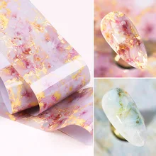 4*120 ซม.เล็บ Marble รูปแบบสติ๊กเกอร์เล็บ Nail Art Transfer ฟอยล์สติกเกอร์สีชมพู Starry Sky กระดาษสำหรับ Nailart ตกแต่ง(China)