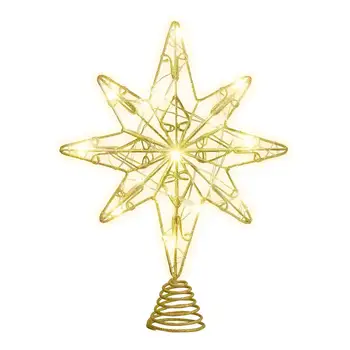 Christmas Treetop Star Glitter Eight Pointed Star Iron Wire Tree Topper Ornament with String Lights Xmas Party Decor (Gold)
Christmas Treetop Star Glitter Eight Pointed Star Iron Wire Tree Topper Ornament with String Lights Xmas Party Decor (Gold)