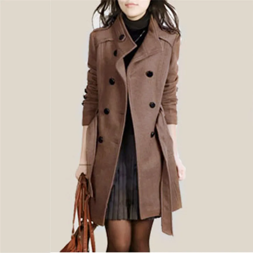 High quality Trench Coat Women Fashion Loose Winter Warm Long Sleeve Button Button Jacket Coat With Belt Long Windbreaker
High quality Trench Coat Women Fashion Loose Winter Warm Long Sleeve Button Button Jacket Coat With Belt Long Windbreaker