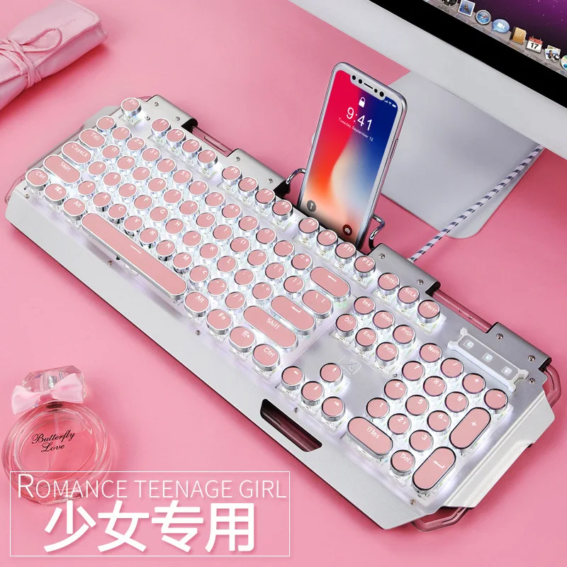 Pink net red punk retro real mechanical keyboard green axis cute girls with gaming laptop keyboard and mouse set
Pink net red punk retro real mechanical keyboard green axis cute girls with gaming laptop keyboard and mouse set