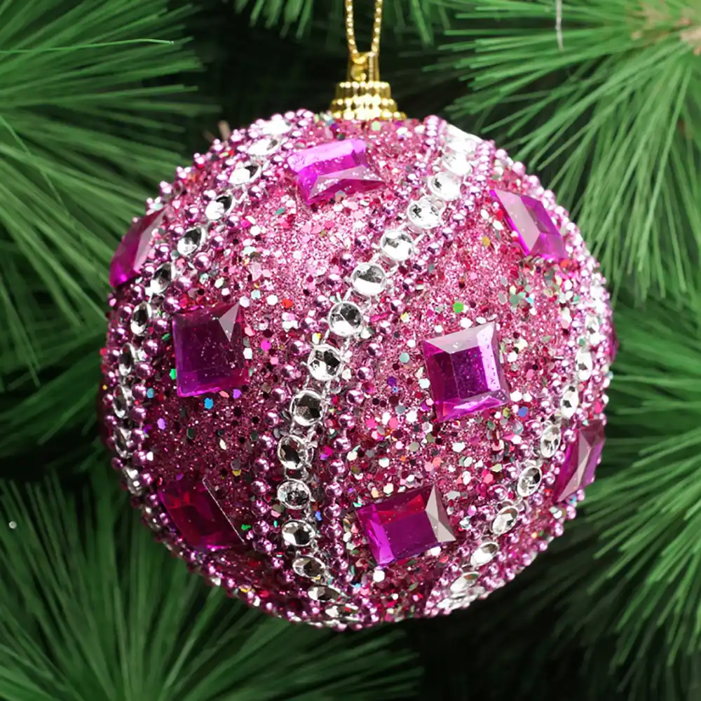 christmas rhinestone glitter baubles balls xmas tree ornament
