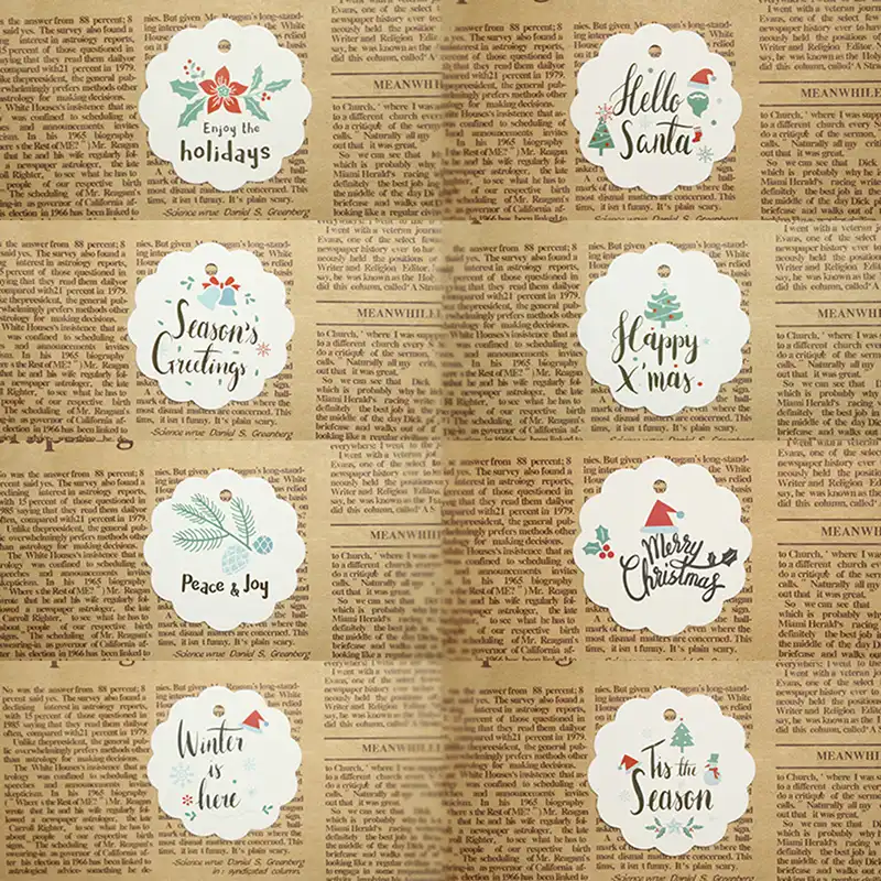 100pcs merry christmas paper tags diy craft label christmas tree