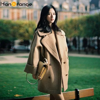 2020 Striped Big Turn-down Collar Double Breasted Drop Shoulder Autumn Winter Korean Women Loose Thickened Cocoon Woolen Coat
2020 Striped Big Turn-down Collar Double Breasted Drop Shoulder Autumn Winter Korean Women Loose Thickened Cocoon Woolen Coat