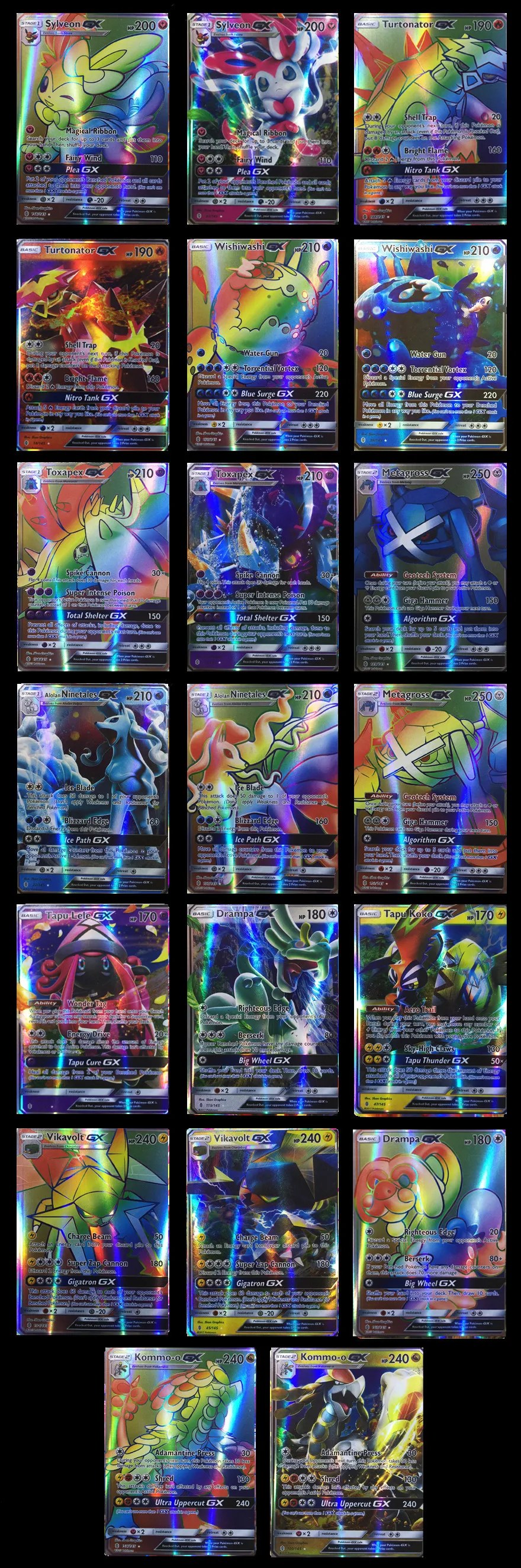 200 stücke Pokemon GX Karte für 195GX+5 MEGA Flash Trading Cards Toys Geschenke 