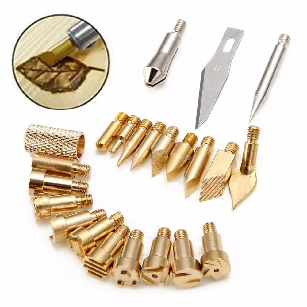 22Pcs Wood Burning Tool Kits Craft Set Soldering Iron Pyrography Art Pen Brass Tips Carving Brass Bits
22Pcs Wood Burning Tool Kits Craft Set Soldering Iron Pyrography Art Pen Brass Tips Carving Brass Bits
