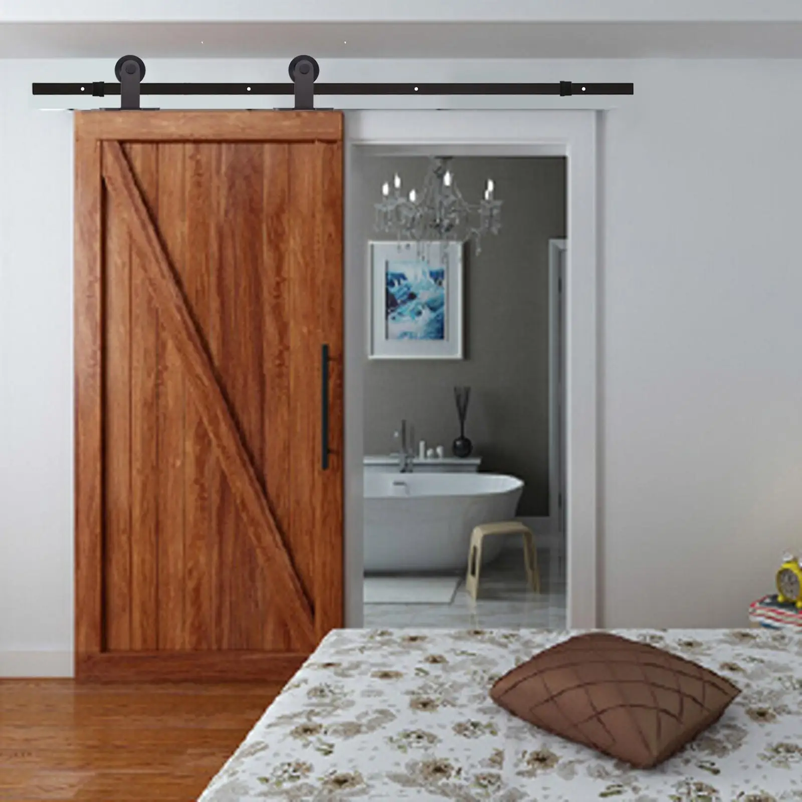 Coffee Classic Sliding Barn Door Hardware Barn Wood Door Track System Sliding Track Kit Hardware Set
Coffee Classic Sliding Barn Door Hardware Barn Wood Door Track System Sliding Track Kit Hardware Set