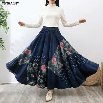 TIYIHAILEY Free Shipping Print Long Maxi A-line Skirt Women Elastic Waist Winter Autumn Denim Jeans Vintage Big Hem Skirt Thick
TIYIHAILEY Free Shipping Print Long Maxi A-line Skirt Women Elastic Waist Winter Autumn Denim Jeans Vintage Big Hem Skirt Thick