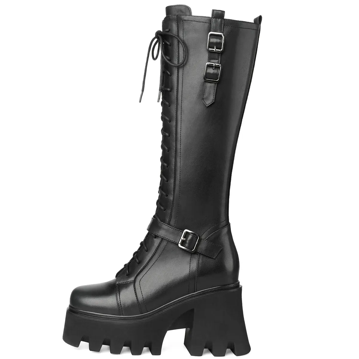 Platform Creepers Winter Women's Genuine Cow Leather Knee High Boots Chunky Buckle Motorcycle Riding Long Boots Punk Goth
Platform Creepers Winter Women's Genuine Cow Leather Knee High Boots Chunky Buckle Motorcycle Riding Long Boots Punk Goth