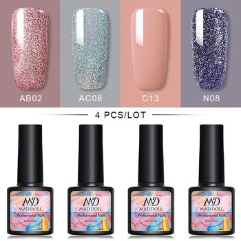 MAD DOLL 4Pcs/Set Glitter UV Gel Nail Polish Set Soak Off Nail Gel Nail Art LED Gel Polish Color Nude Nail DIY Design Gel Set 
MAD DOLL 4Pcs/Set Glitter UV Gel Nail Polish Set Soak Off Nail Gel Nail Art LED Gel Polish Color Nude Nail DIY Design Gel Set