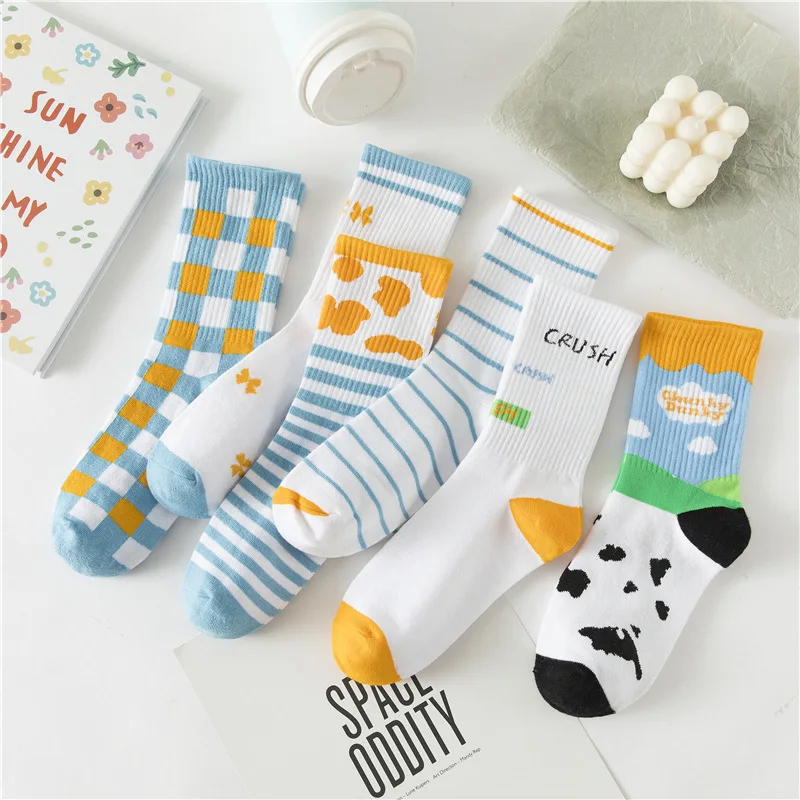 6 Pairs Autumn Winter Ice Cream Color Kawaii Preppy Style In Tube Socks Girls Square Cotton Milk Stripe Cute Sports Women Socks
6 Pairs Autumn Winter Ice Cream Color Kawaii Preppy Style In Tube Socks Girls Square Cotton Milk Stripe Cute Sports Women Socks