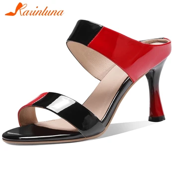 Karinluna New Arrivals 2020 Patent Leather Mix Color Summer Sandals Woman Shoes Strange Style High Heels Shoes Women Sandals 
Karinluna New Arrivals 2020 Patent Leather Mix Color Summer Sandals Woman Shoes Strange Style High Heels Shoes Women Sandals