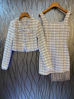 2020 Early Autumn New Women's Selvage Stitching Plaid Jacket + off-Shoulder Dress Woolen Suit 817
2020 Early Autumn New Women's Selvage Stitching Plaid Jacket + off-Shoulder Dress Woolen Suit 817