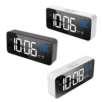 LED Mirror Alarm Clock Digital Snooze Table Clock Wake Up Light Electronic Large Time Temperature Display Home Decoration Clock
LED Mirror Alarm Clock Digital Snooze Table Clock Wake Up Light Electronic Large Time Temperature Display Home Decoration Clock
