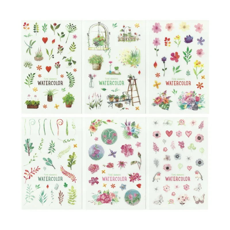 6pcs Floral Elements Stickers Set Watercolor Garden Plant Flower Sticker DIY INS Style Decoration Diary Frame Gift Zakka A6410
6pcs Floral Elements Stickers Set Watercolor Garden Plant Flower Sticker DIY INS Style Decoration Diary Frame Gift Zakka A6410