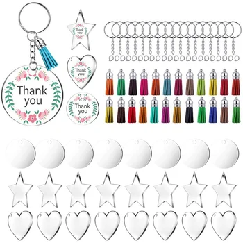 72 Pieces Acrylic Transparent Discs,Blanks Charms and Tassel Pendants, Keyring with Chain for DIY Crafts Jewelry Making
72 Pieces Acrylic Transparent Discs,Blanks Charms and Tassel Pendants, Keyring with Chain for DIY Crafts Jewelry Making