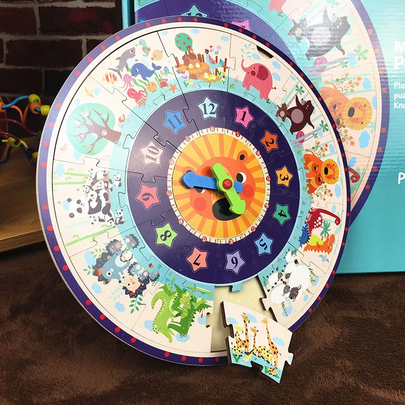 Duo lai-in-Jigsaw Puzzle Clock 1-3-6 a Year of Age Children Early Childhood Educational Understanding Time Desktop Wooden Toys
Duo lai-in-Jigsaw Puzzle Clock 1-3-6 a Year of Age Children Early Childhood Educational Understanding Time Desktop Wooden Toys