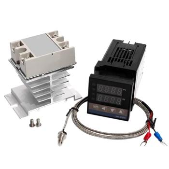 Digital PID Temperature Controller REX C100 Thermostat + 25DA SSR Relay K Thermocouple 1M M6 Thread Probe+Heat Sink
Digital PID Temperature Controller REX C100 Thermostat + 25DA SSR Relay K Thermocouple 1M M6 Thread Probe+Heat Sink