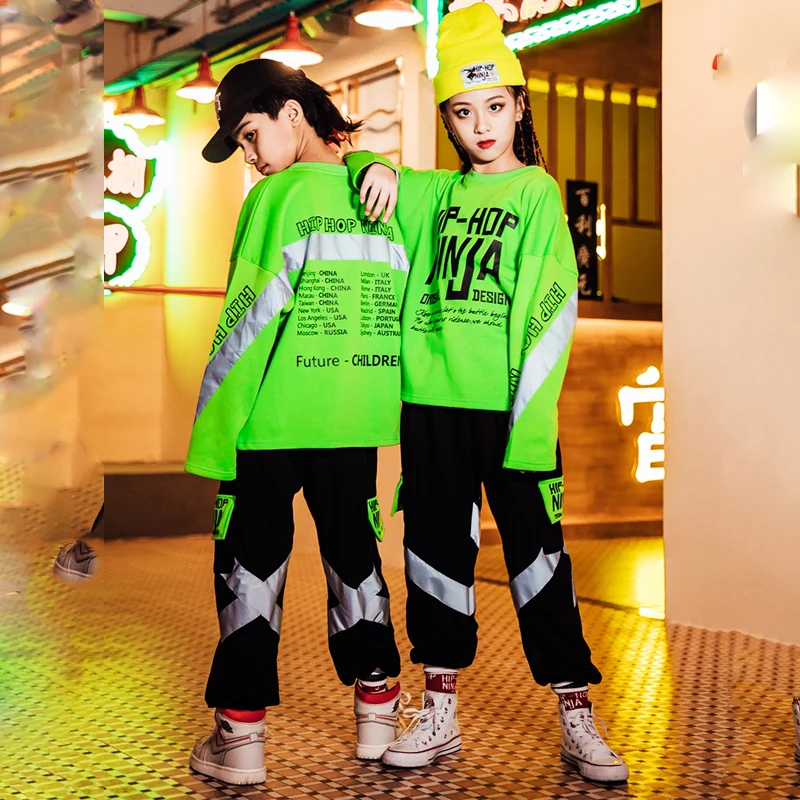 Детские танцевальные костюмы в стиле хип-хоп детский зеленый свитер штаны