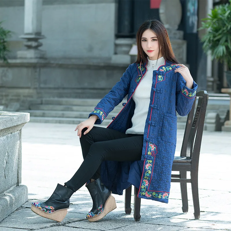 2018 Autumn And Winter Ethnic Embroidery Slim Fit Slimming Frog Thin Cotton Overcoat Mid-length WOMEN'S Dress Cotton-padded Jack
2018 Autumn And Winter Ethnic Embroidery Slim Fit Slimming Frog Thin Cotton Overcoat Mid-length WOMEN'S Dress Cotton-padded Jack