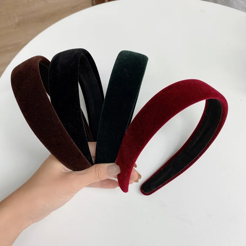 Retro Thick Velvet Headband Women Hair Accessories Fashion Wide Solid Color HairBand Plastic Elegant Bezel Hair Hoop Headwear Retro Thick Velvet Headband Women Hair Accessories Fashion Wide Solid Color HairBand Plastic Elegant Bezel Hair Hoop Headwear