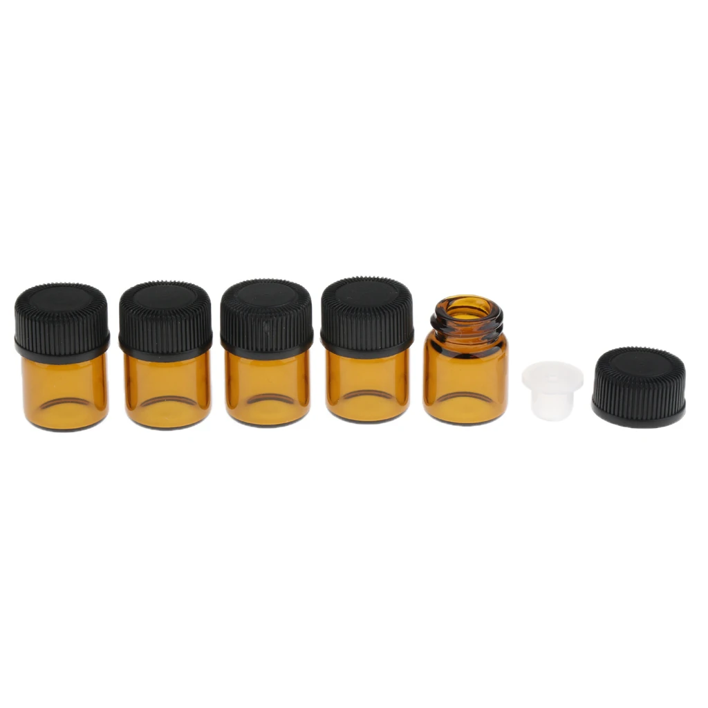 100 Pcs Essential Oil Amber Glass Vial with orifice 1-3ml Sample Dram bottle Thin Glass Small Amber Perfume Sample Test Bottle