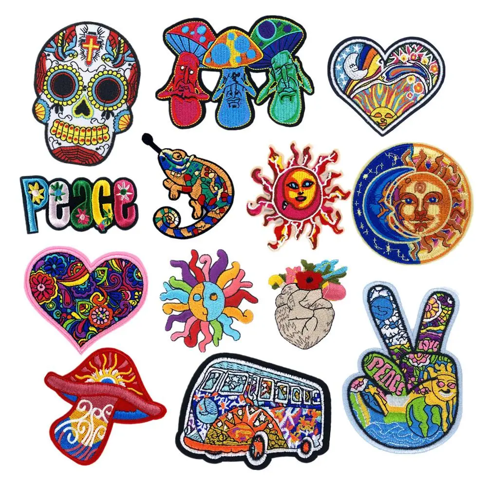 1PCS/peace sign skull Embroidery Patches for Clothing Appliques Clothes Stickers Iron on bags Kid Dress Decoration western style
1PCS/peace sign skull Embroidery Patches for Clothing Appliques Clothes Stickers Iron on bags Kid Dress Decoration western style