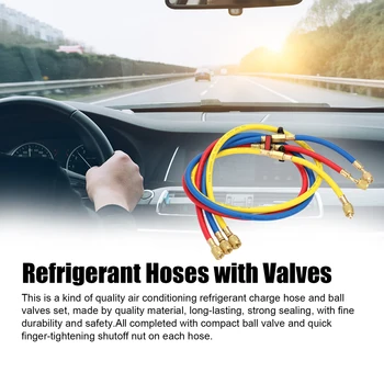 R410A Air Conditioning Refrigerant Charge Hose 50''/1.27m Long Red/Yellow/Blue Tubes with Shutoff Ball Valves
R410A Air Conditioning Refrigerant Charge Hose 50''/1.27m Long Red/Yellow/Blue Tubes with Shutoff Ball Valves