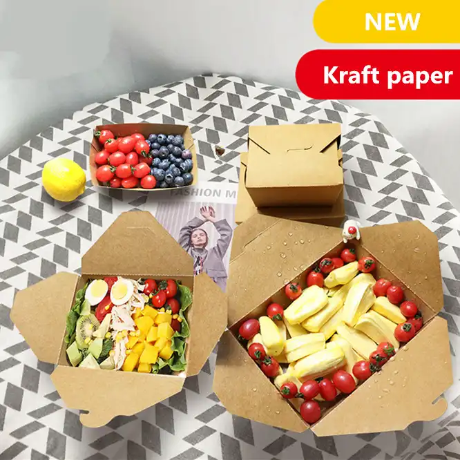 salad kraft paper box disposable bento box meal storage food